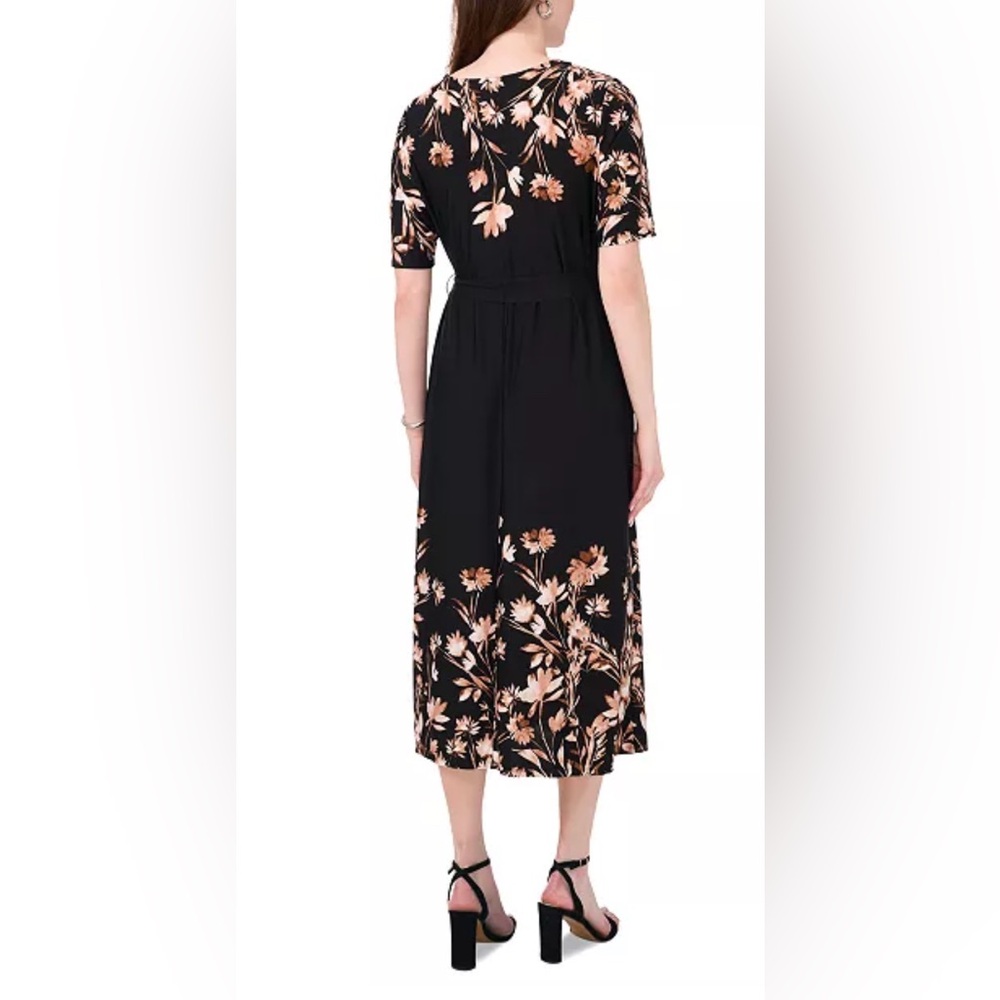 MSK Black Maxi Dress with Beige Floral Design - Picture 2 of 6